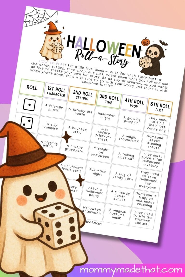 Halloween roll a story printable.