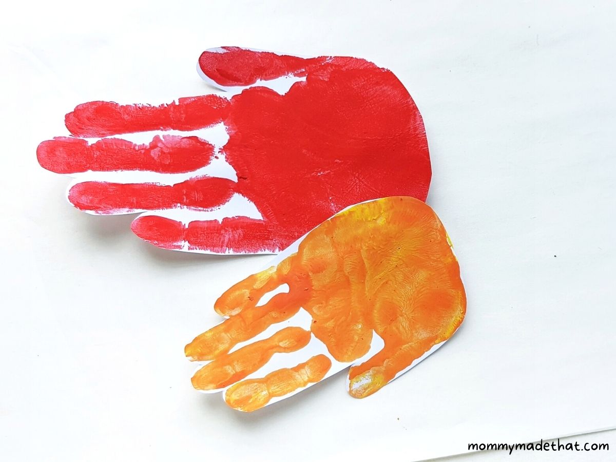 one set of butterfly wings from two different handprints