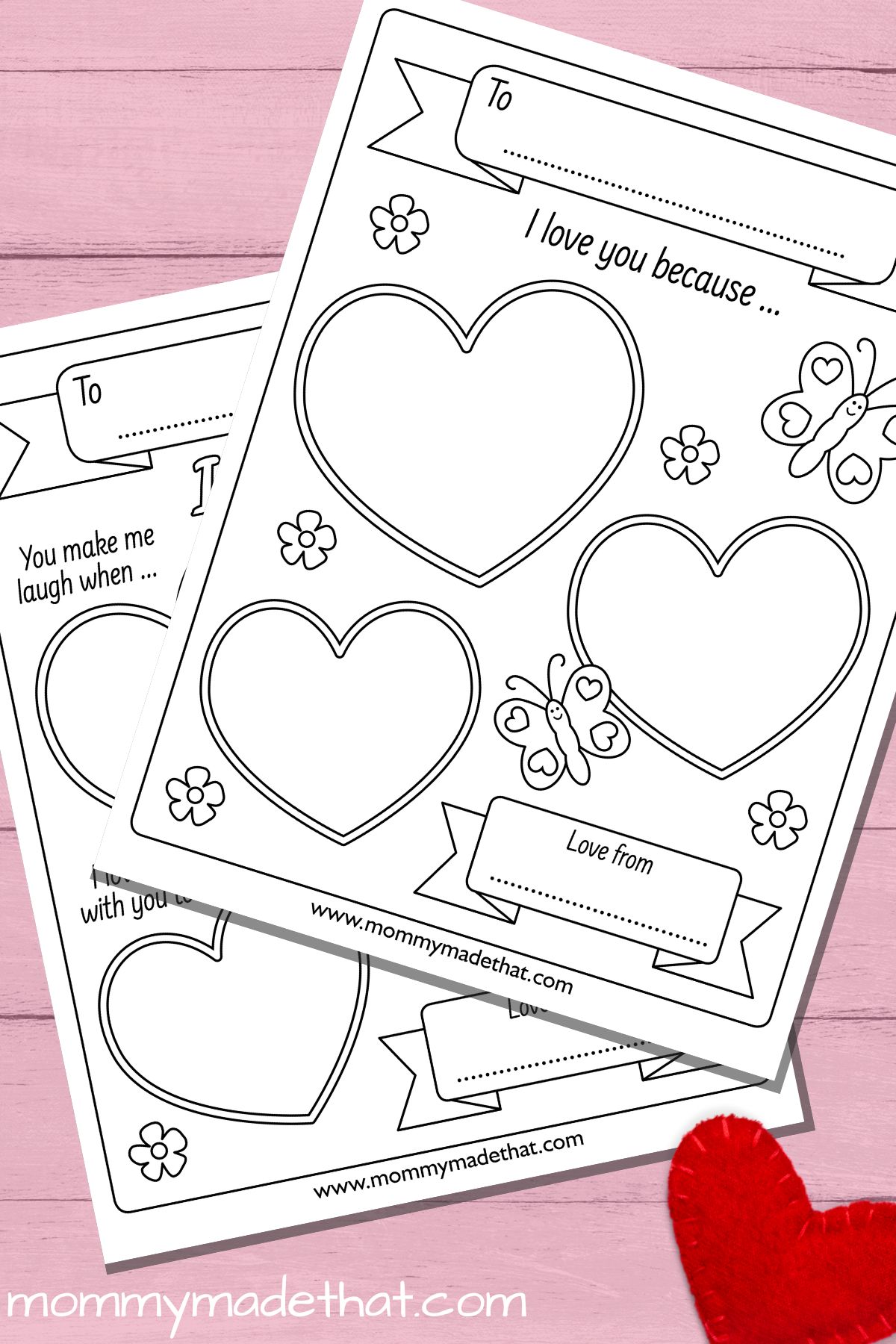 Printable I Love You Template: Cute I Love You Because Activity