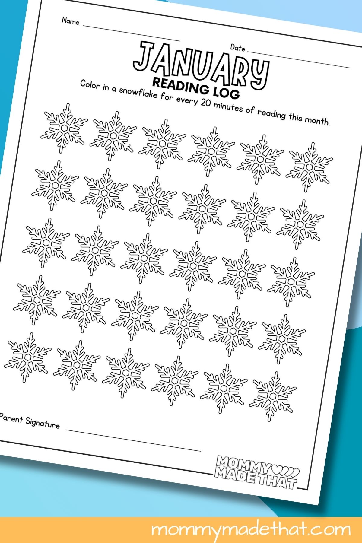 January reading log worksheet.