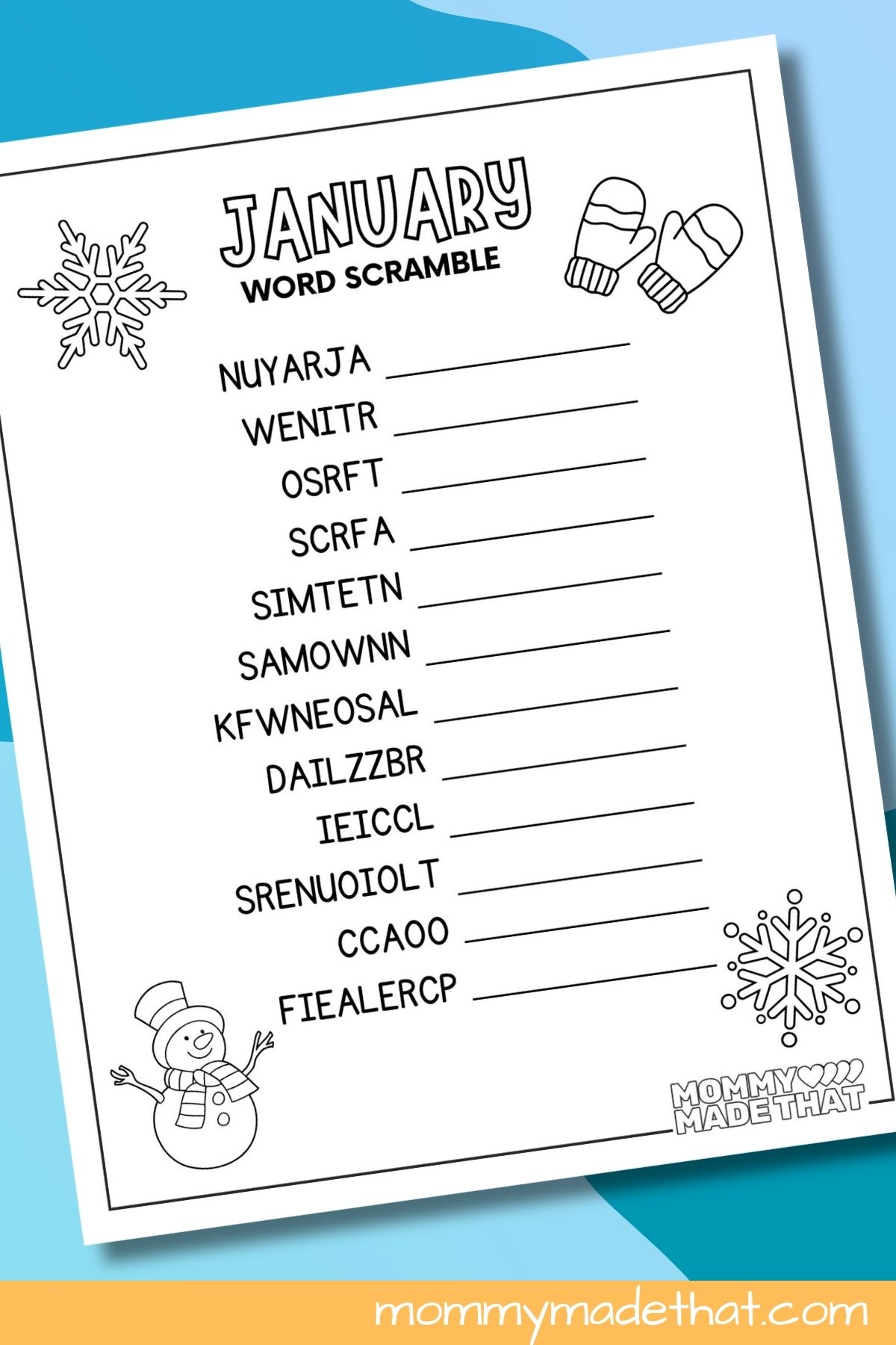 January word scramble worksheet.