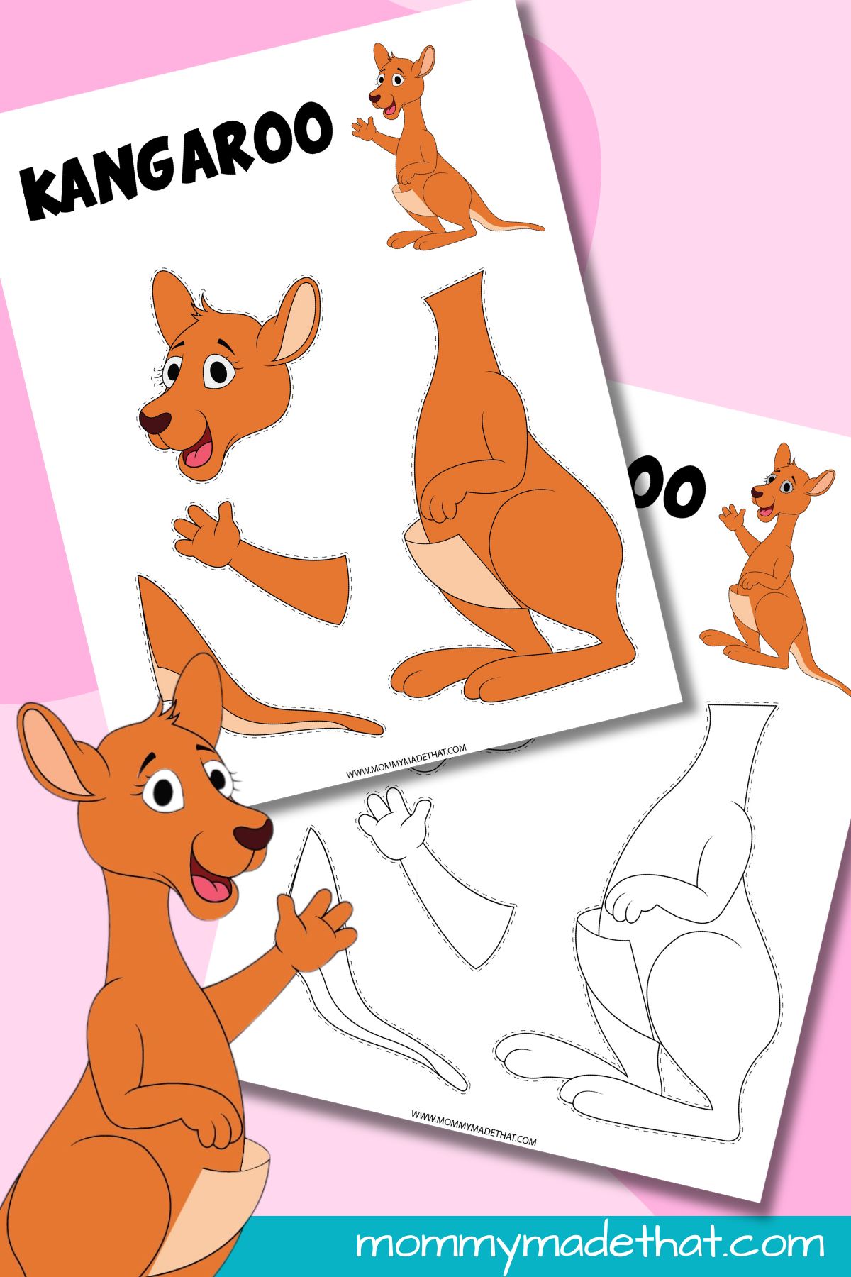 Free printable Kangaroo craft templates.