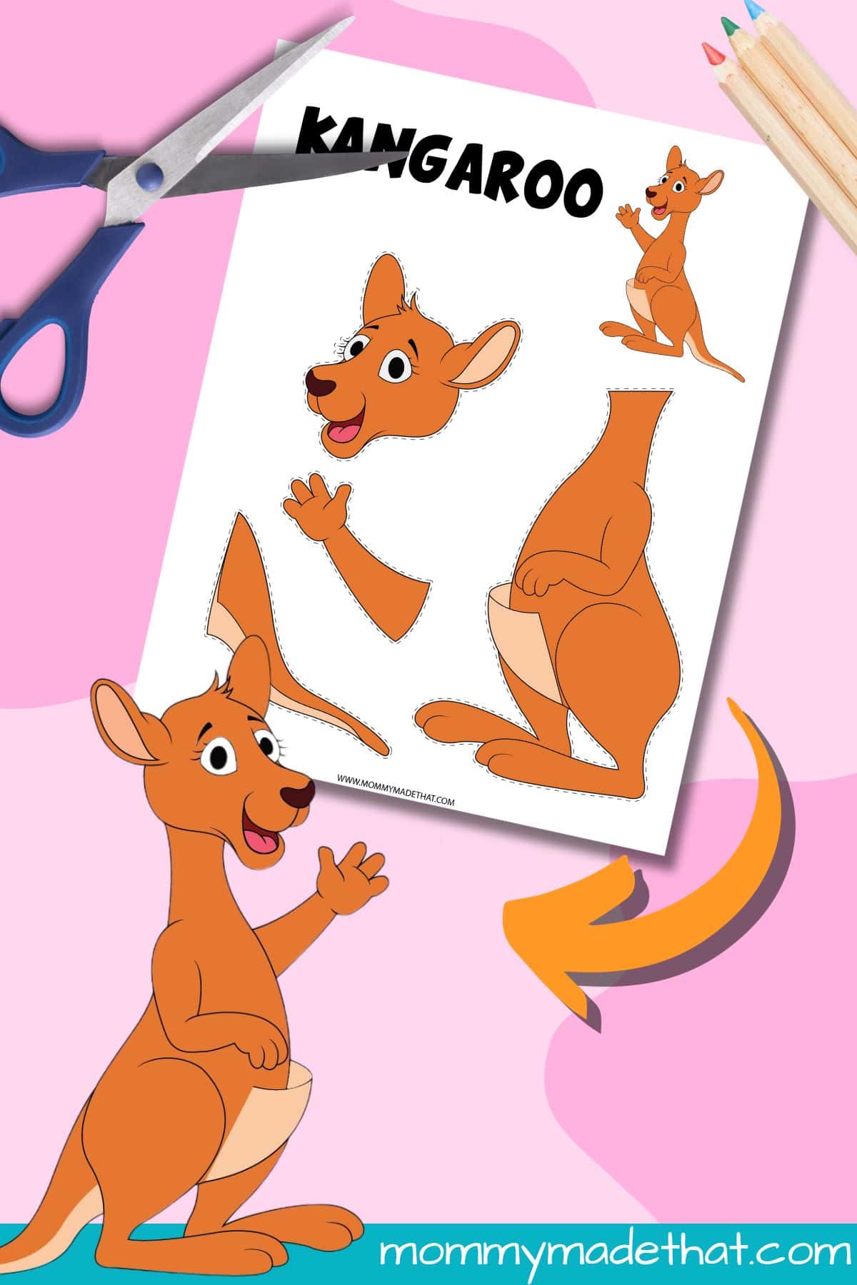 Printable Kangaroo cut and paste craft.