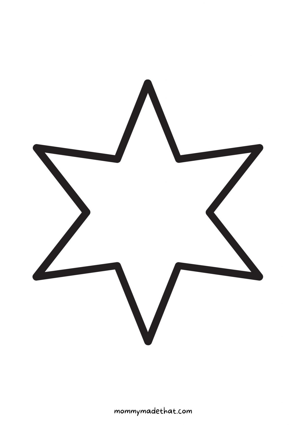 6 point star template large