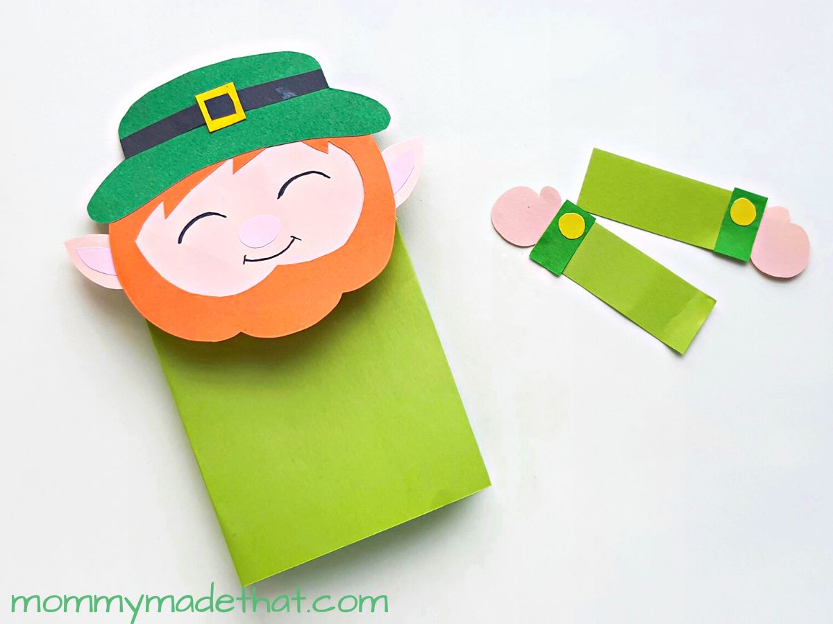 paper bag body with leprechaun template pieces