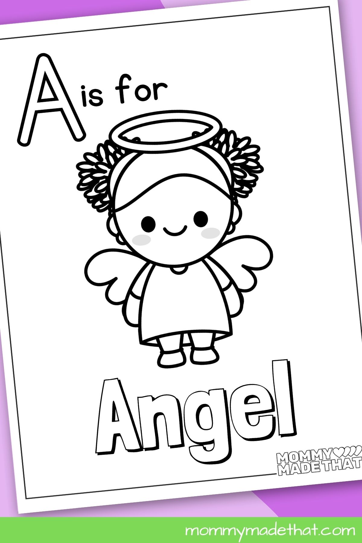 A is for angel letter a coloring page