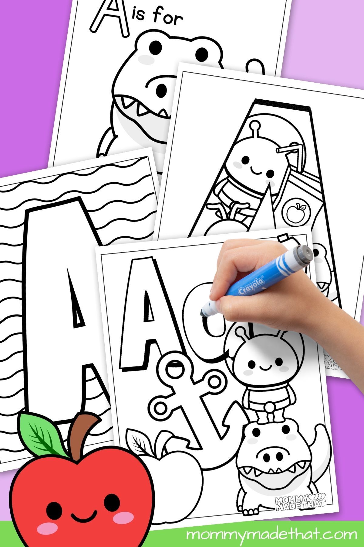 printable letter A coloring pages