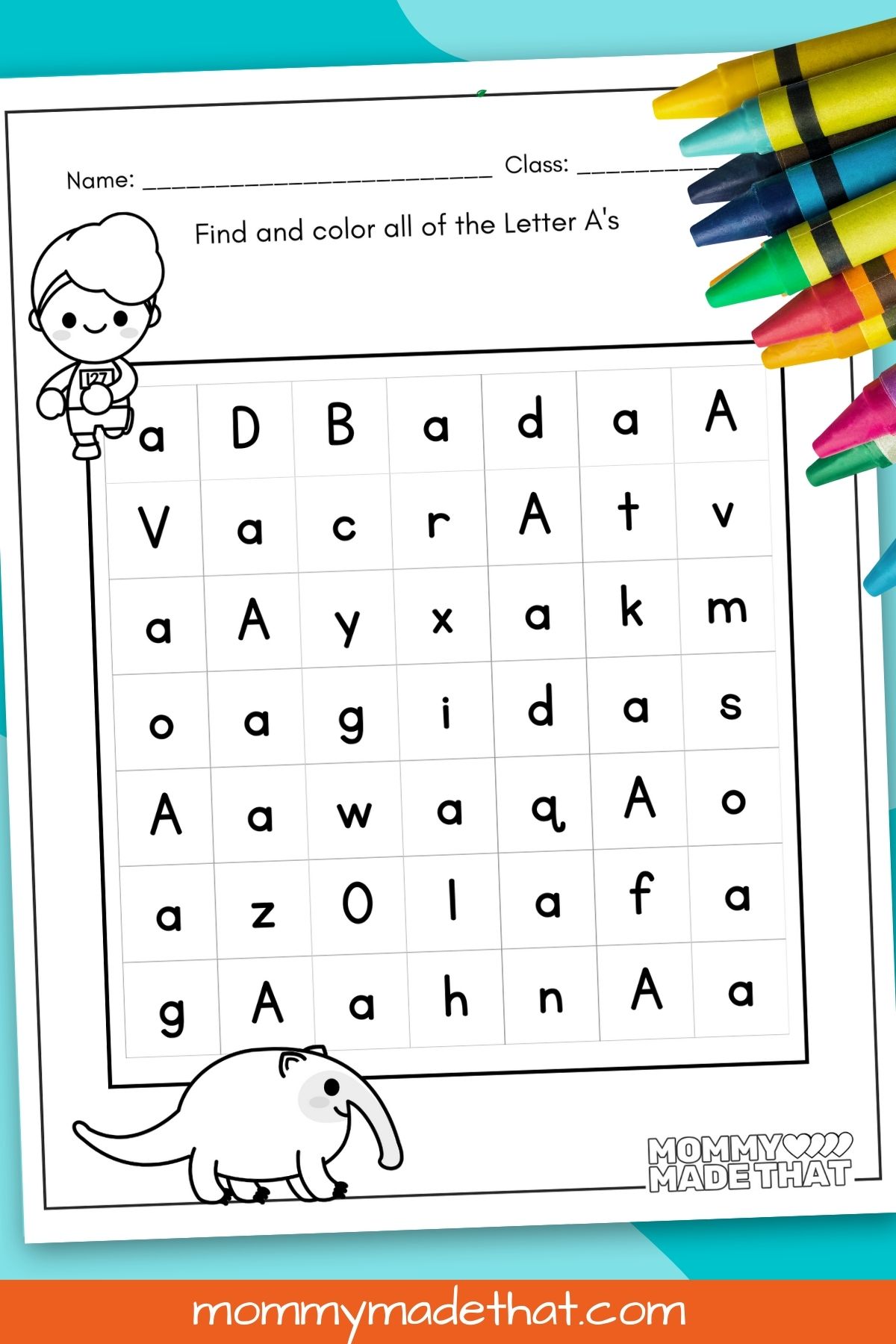 find the letter A worksheets