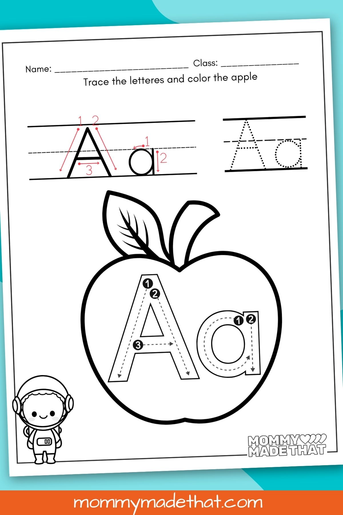 letter a tracing practice