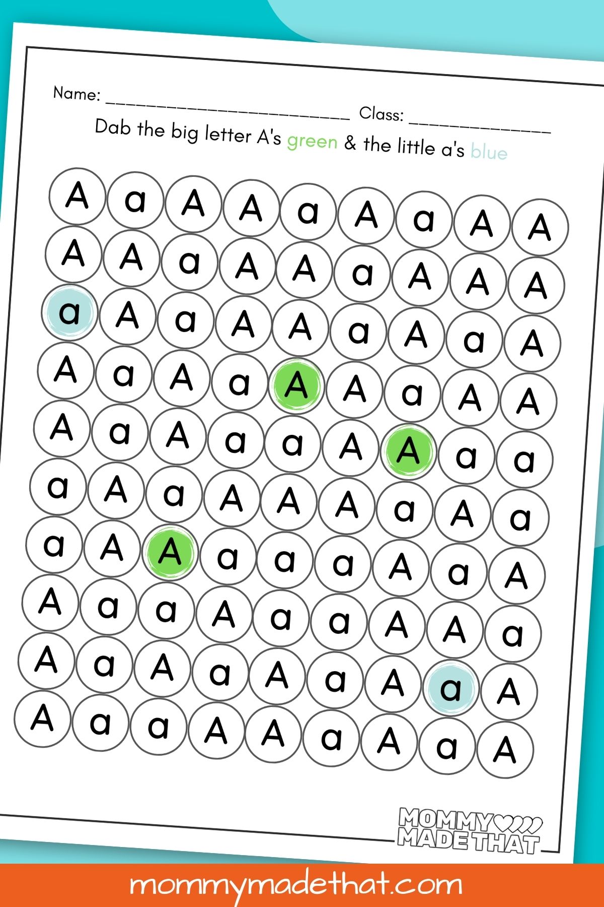 dot the a worksheet