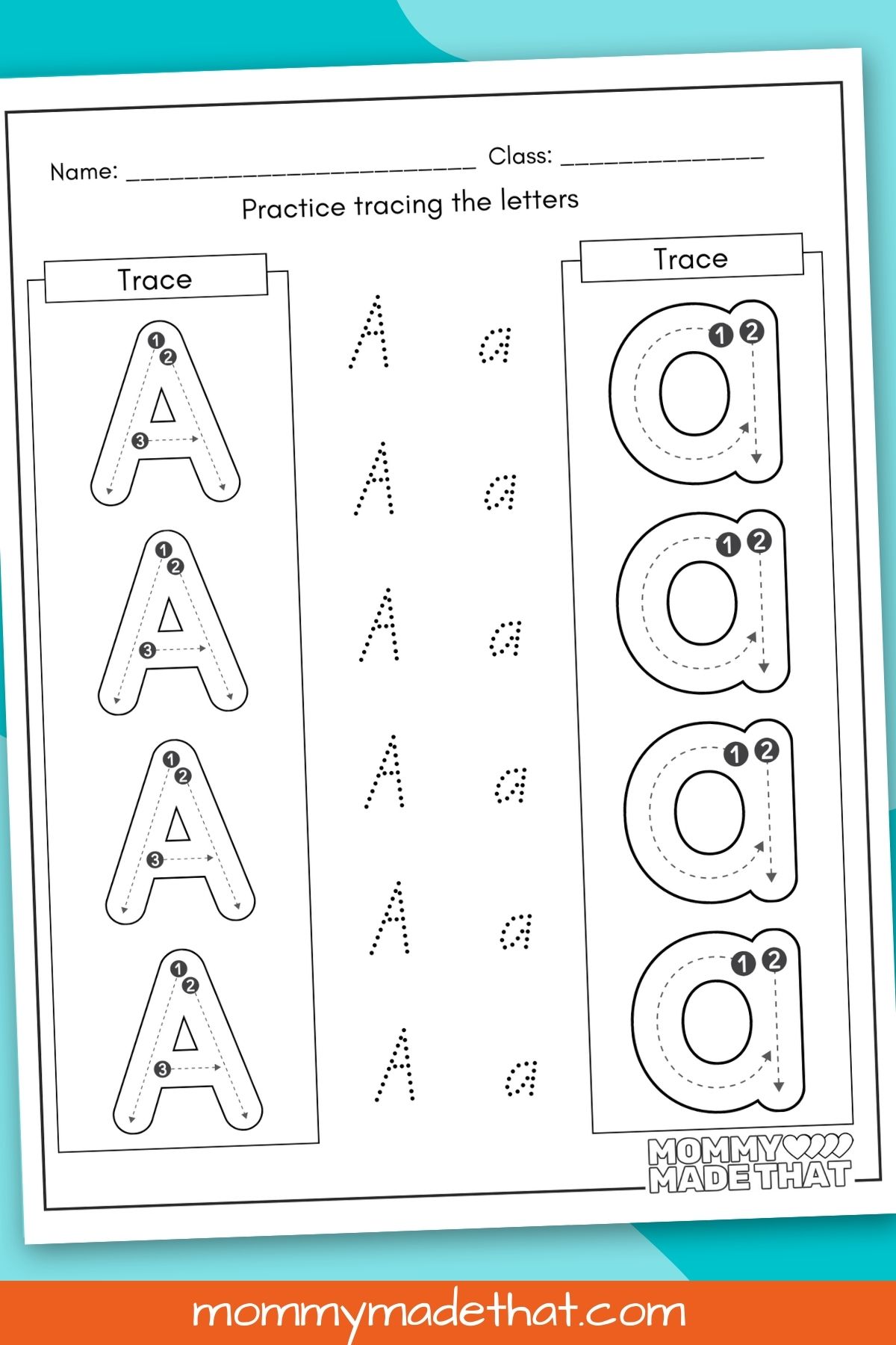 letter a tracing worksheet