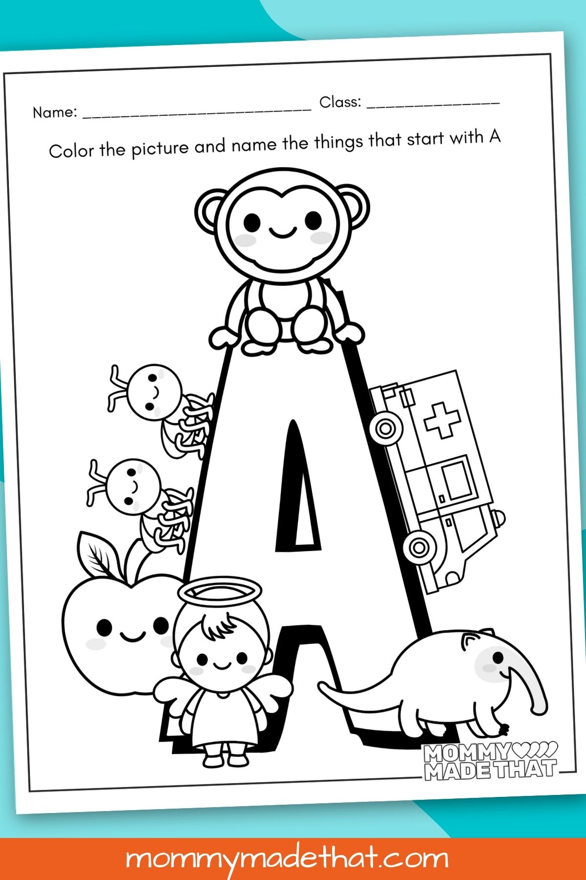 letter a coloring worksheet for preschoolers