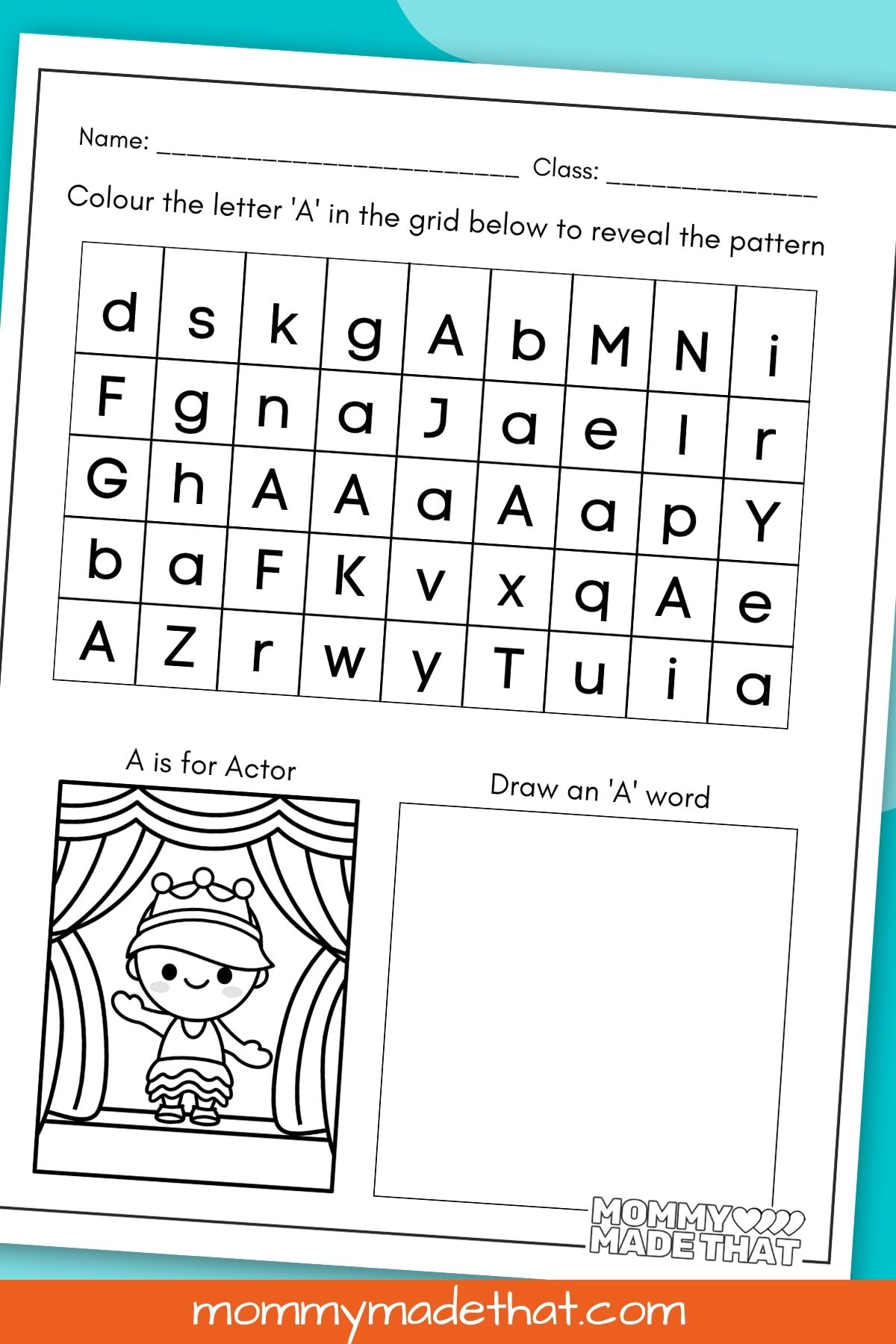 letter A worksheets for kindergarten