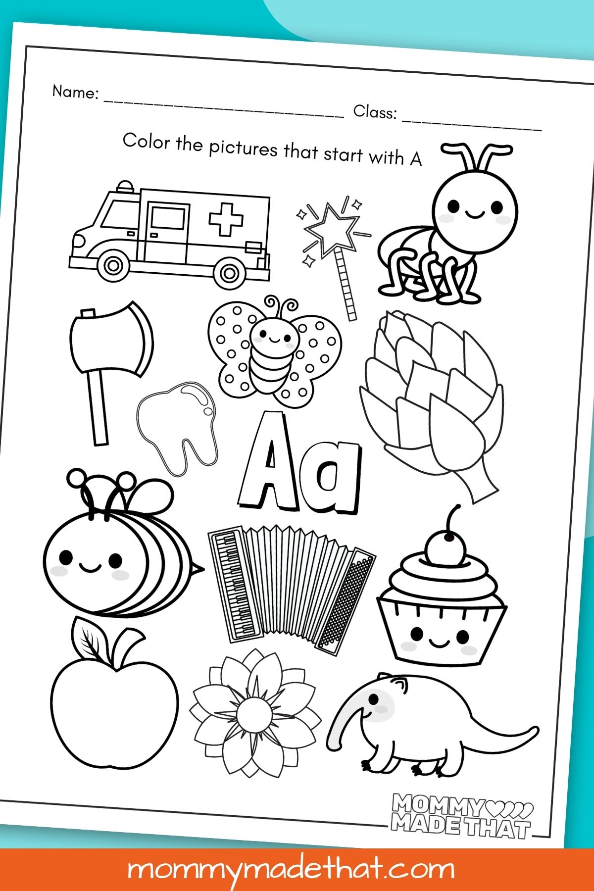 letter a image worksheet