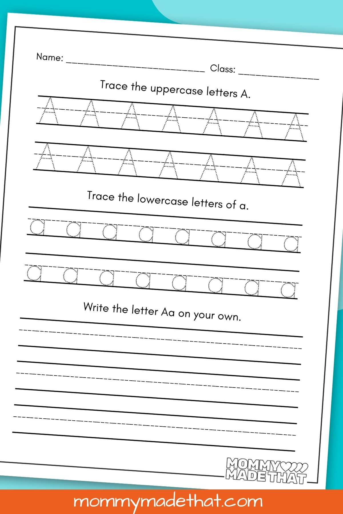 letter a tracing practice worksheet