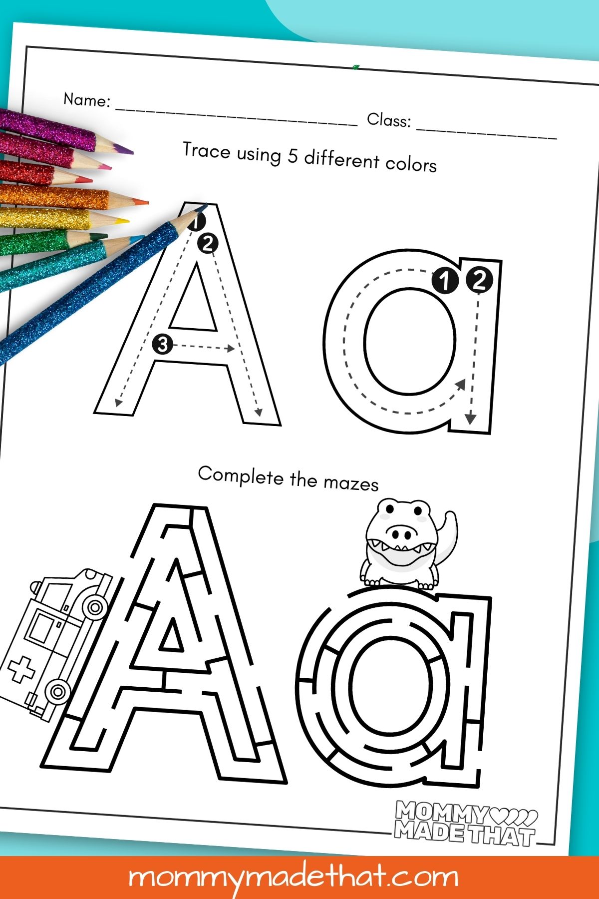 letter a tracing practice