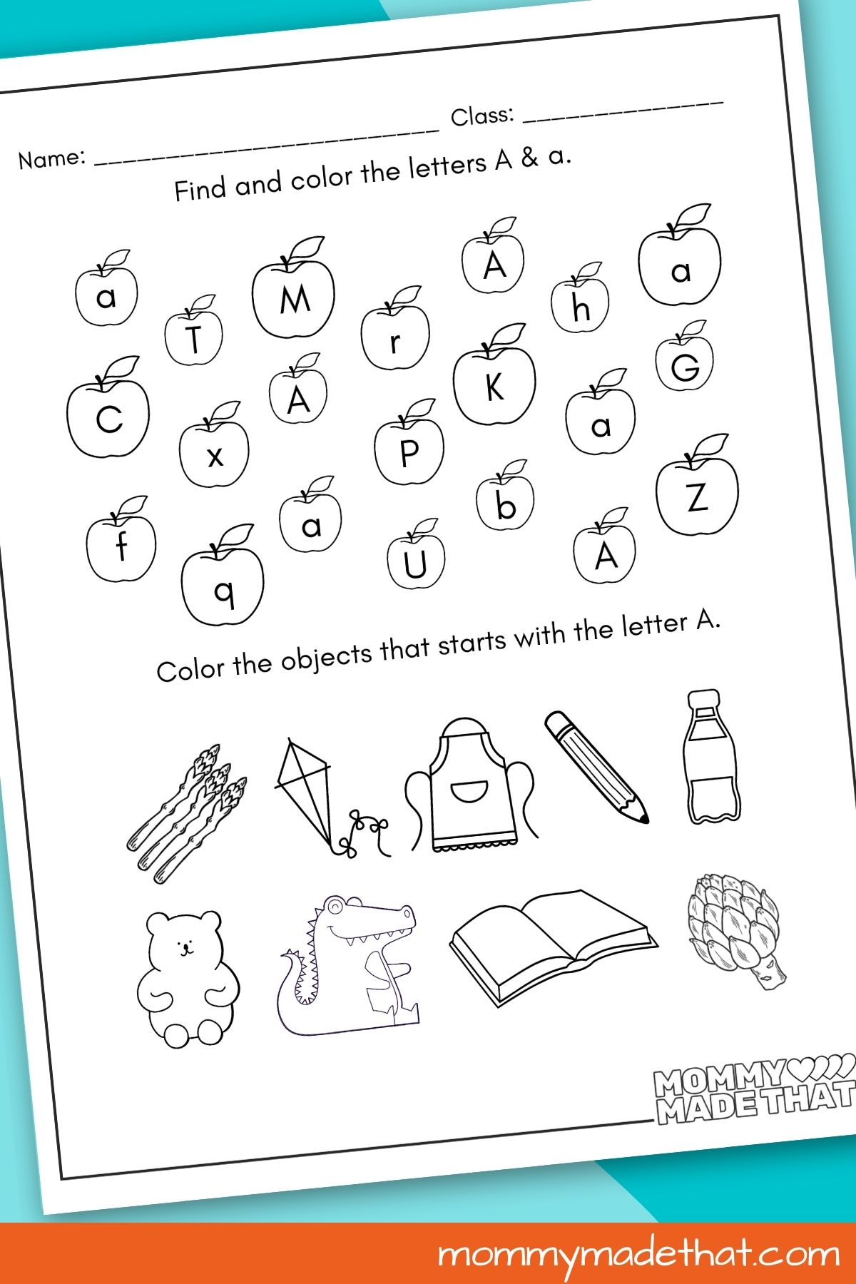 free preschool letter A worksheet