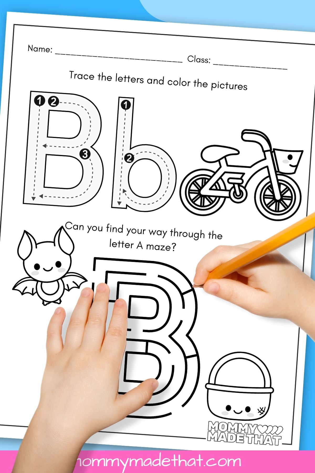 letter b maze and tracing