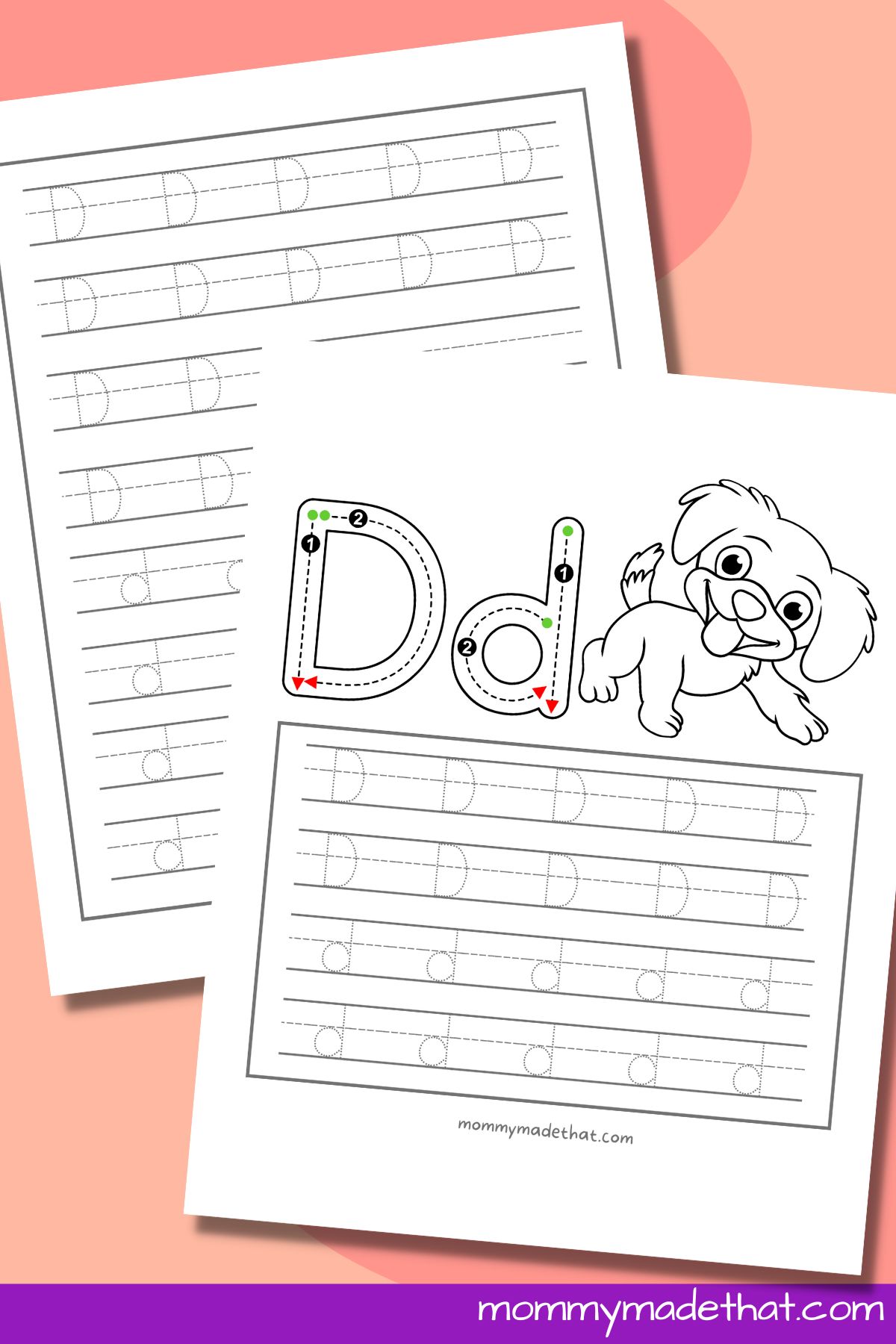 letter D tracing worksheets