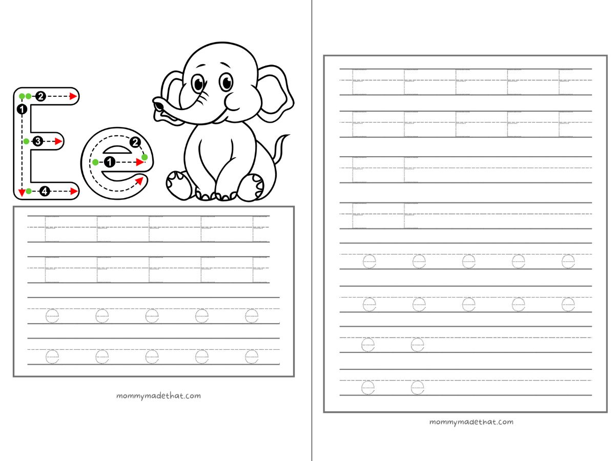 letter e tracing printables