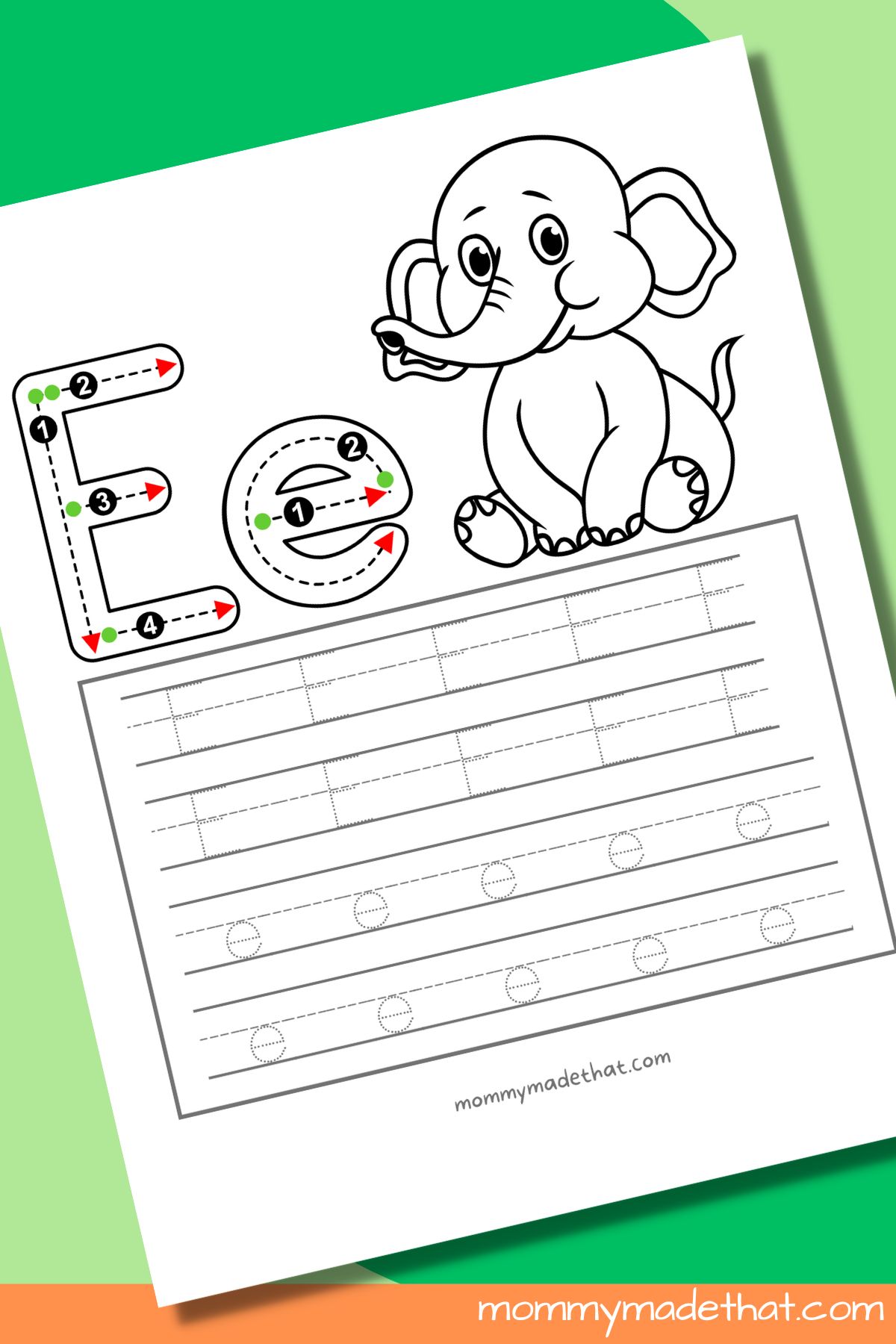 letter e tracing worksheet