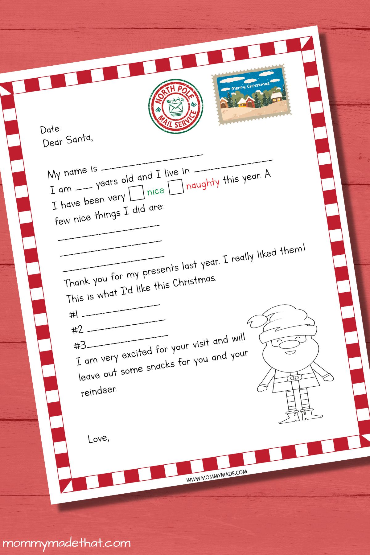 santa letter paper