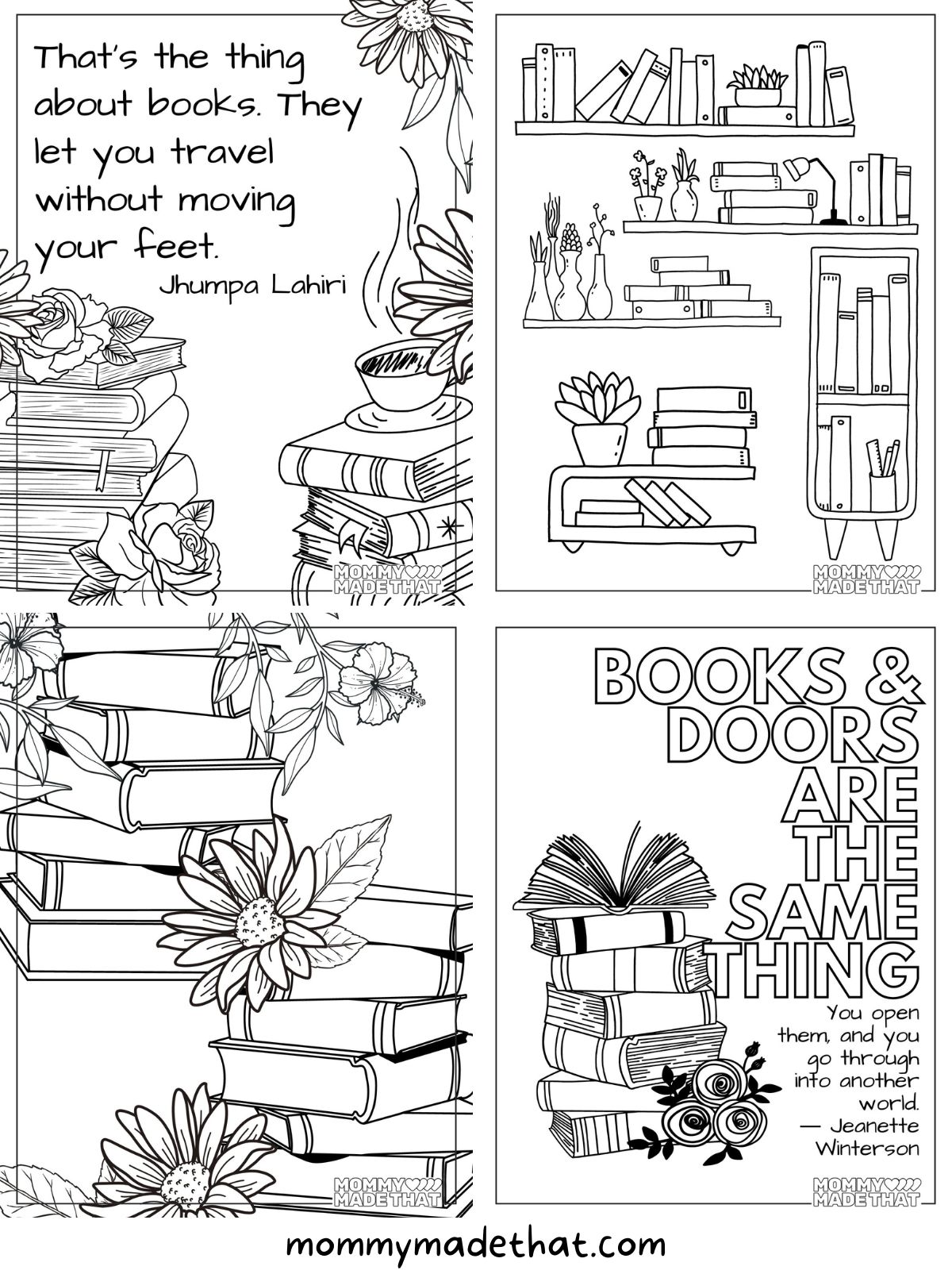 lilbrary book coloring pages for adults