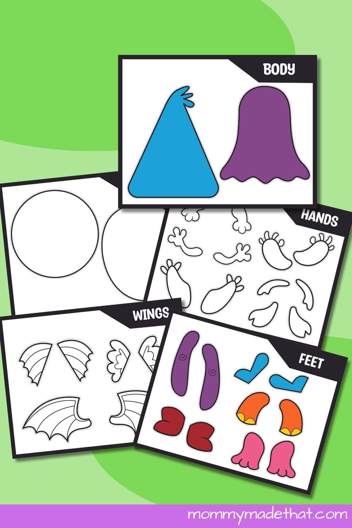 pages from the make a monster printable pack