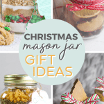 Image of mason jar gifts with text overlay saying"Mason jar gift ideas for christmas"