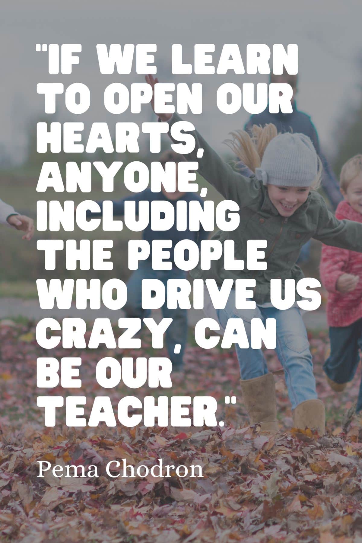 “If we learn to open our hearts, anyone, including the people who drive us crazy, can be our teacher.” - Pema Chödrön