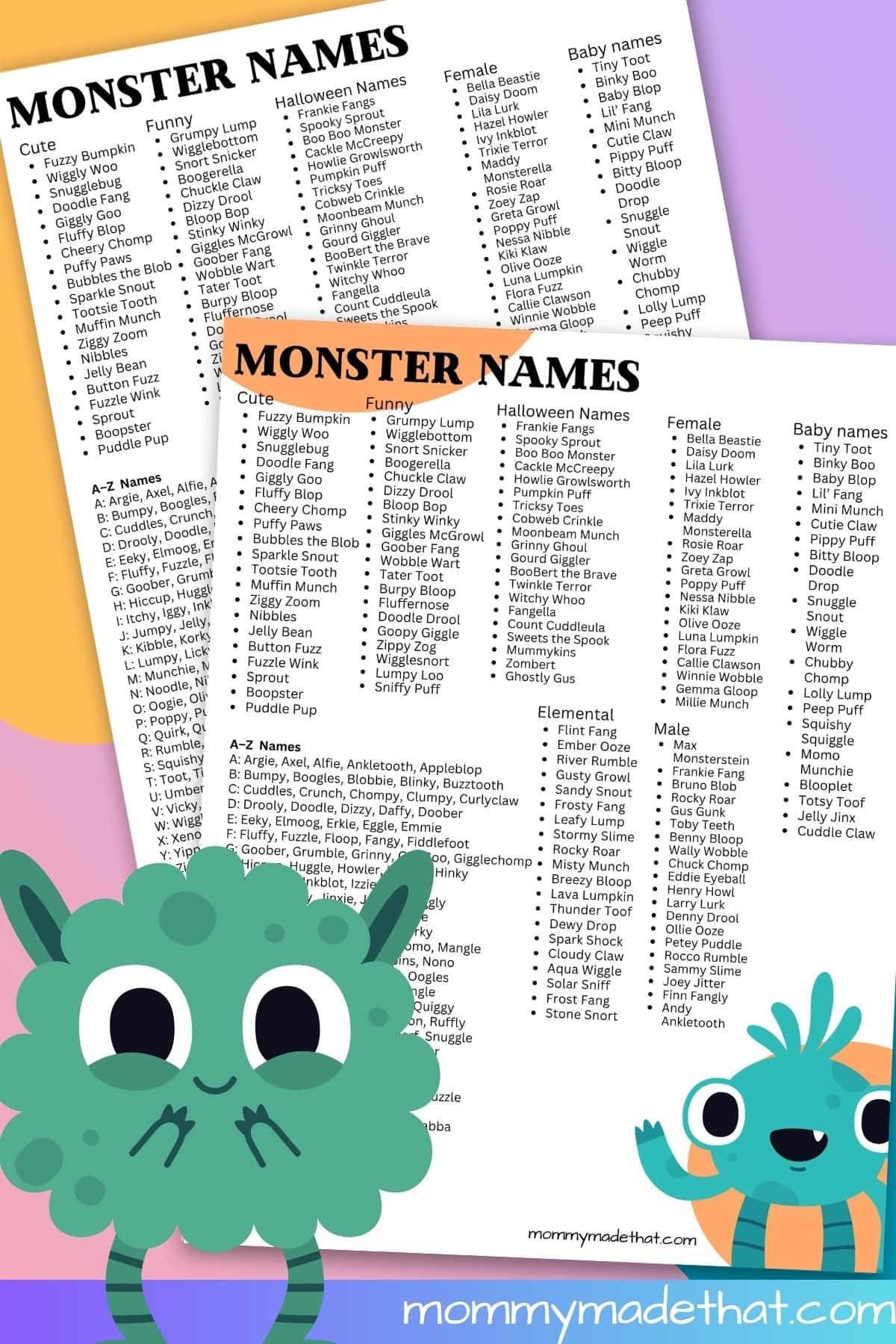 Monster names.