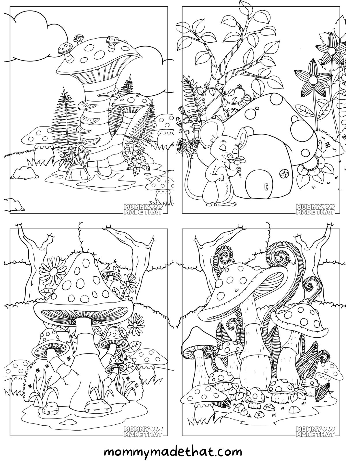 free mushroom coloring sheets