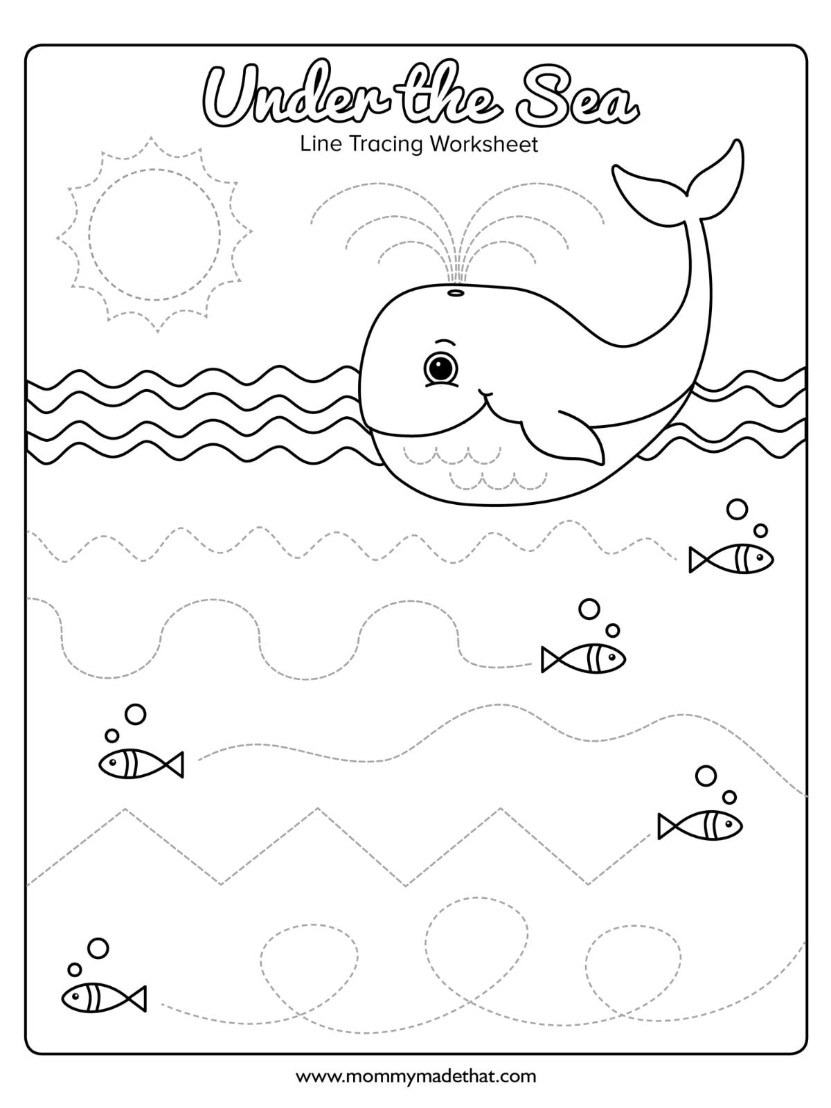 ocean line tracing worksheet for preschoolers