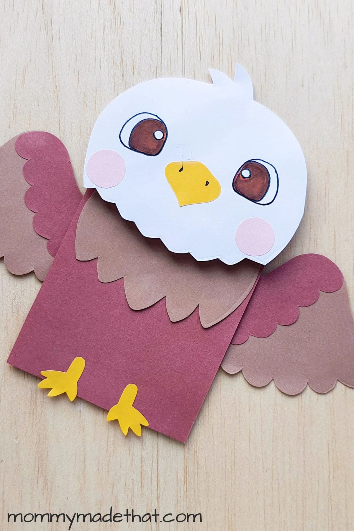 Paper Bag Puppet Eagle Craft (Free Printable Template)