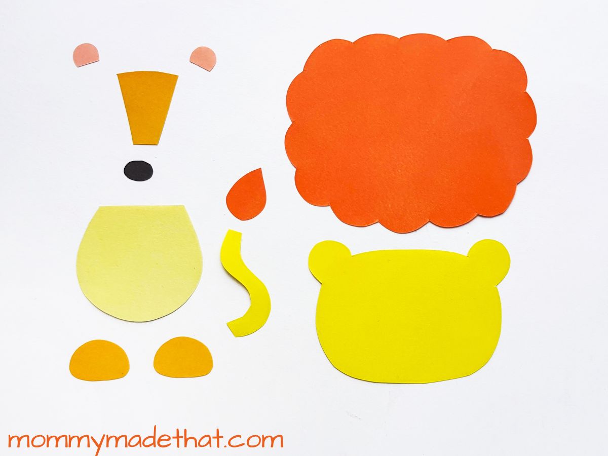 lion puppet template pieces