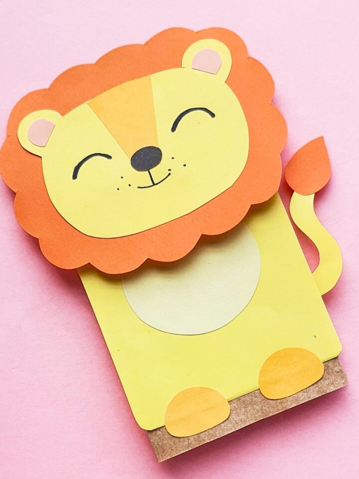 paper bag lion puppet