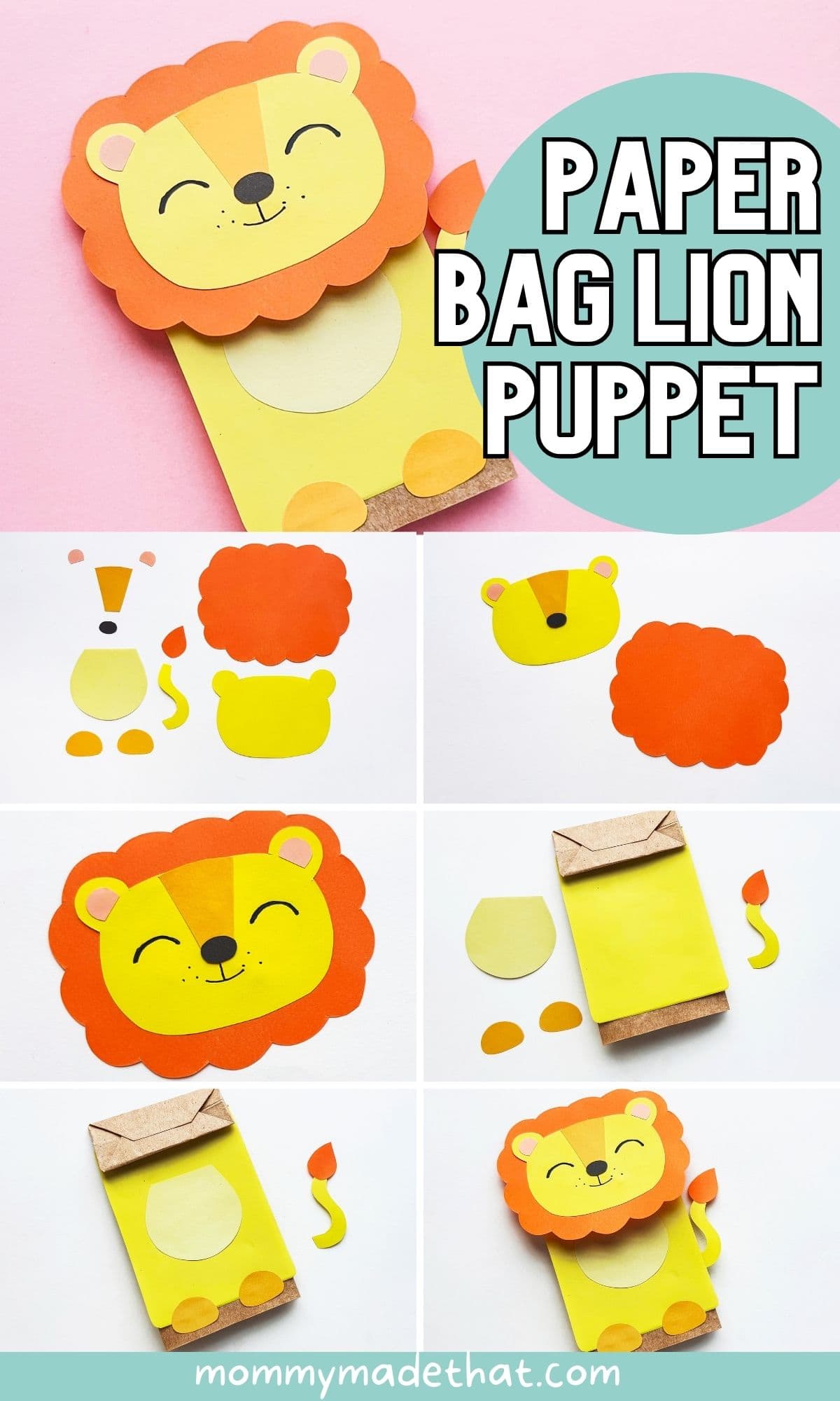 paper bag lion puppet craft