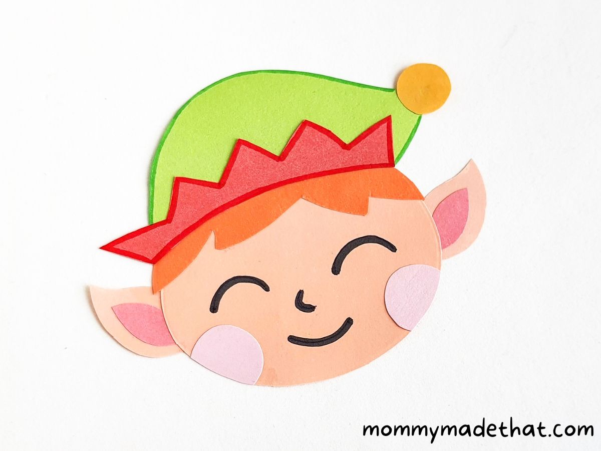 paper elf face with hat