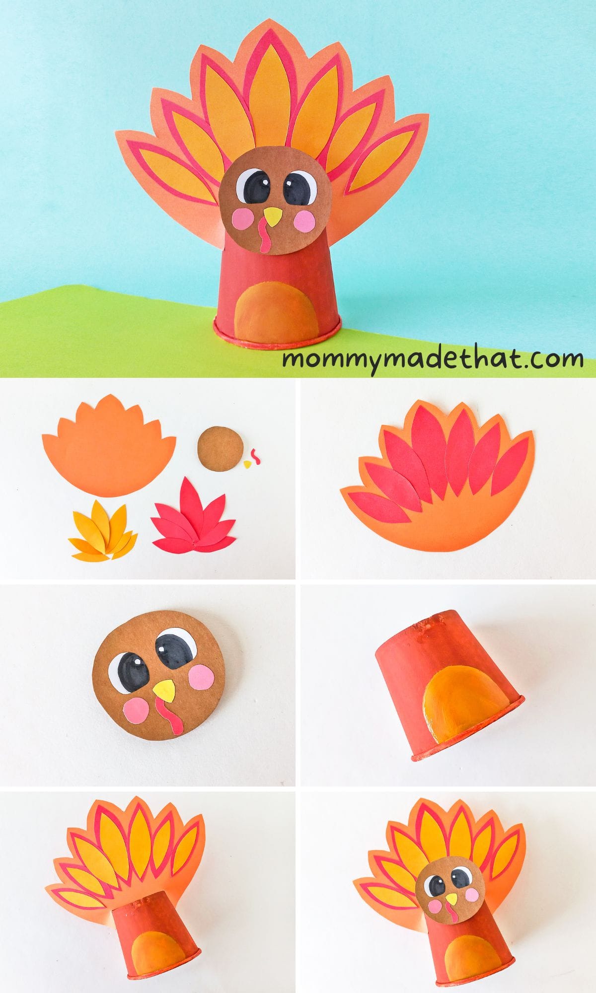 paper cup turkey craft for kids