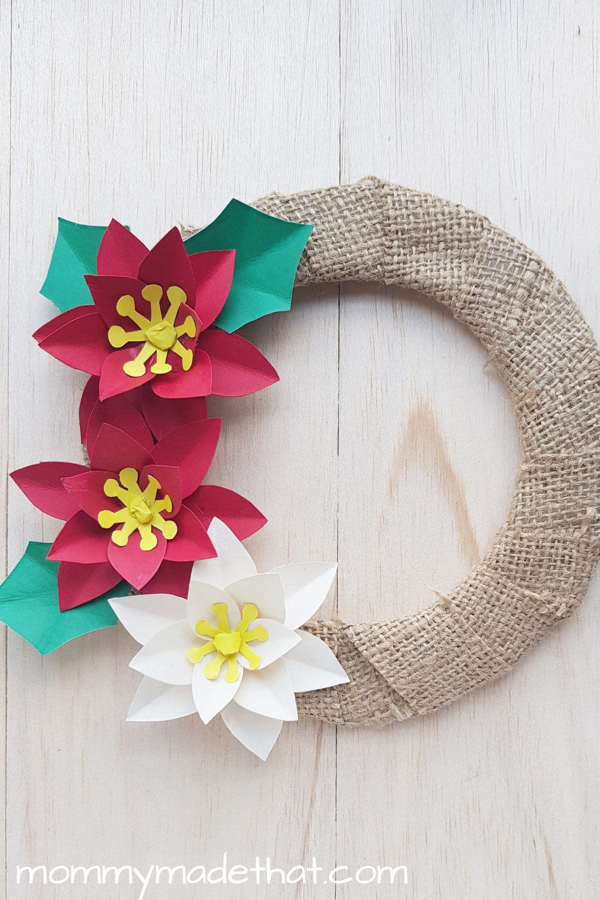 paper poinsettia wreath