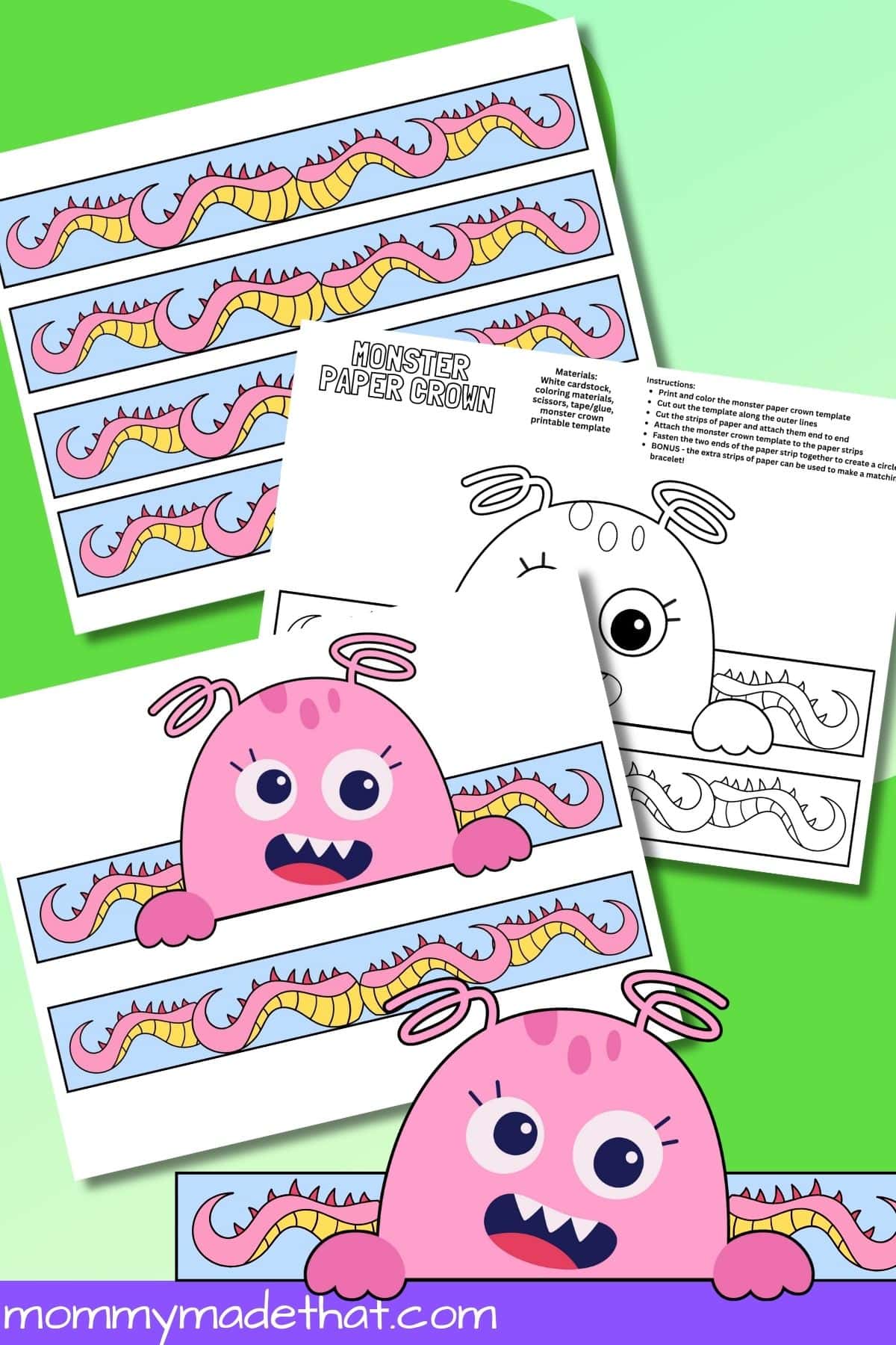 Printable paper monster crown.