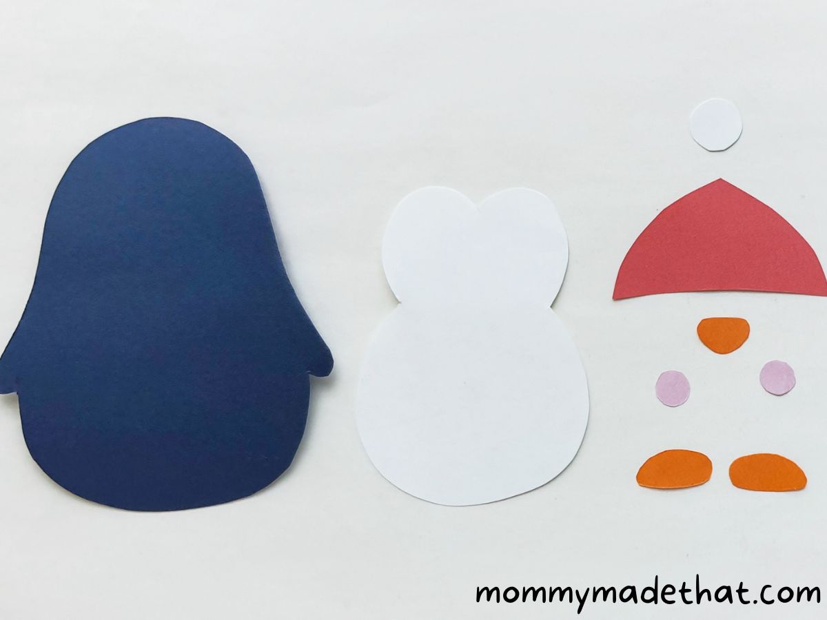 paper penguin template pieces