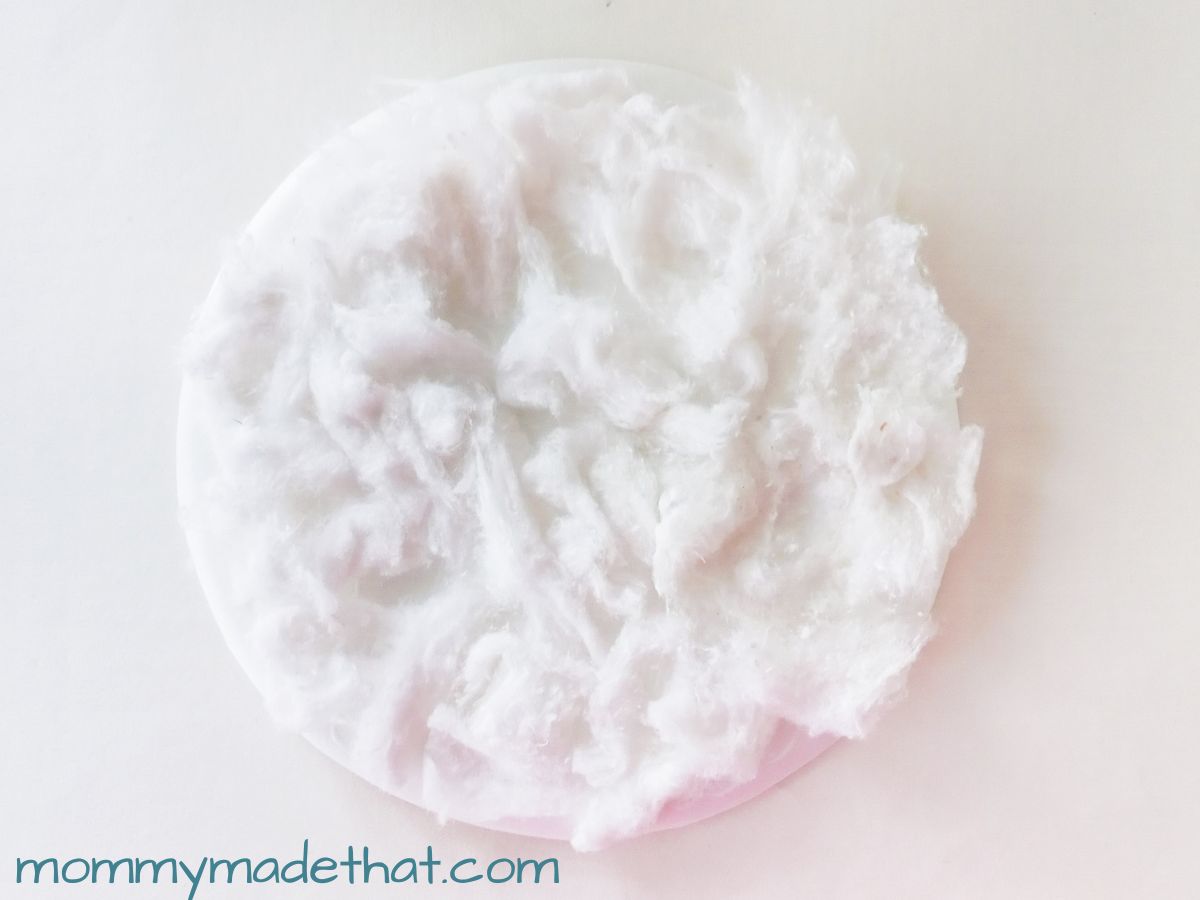 cotton attached to paper plate