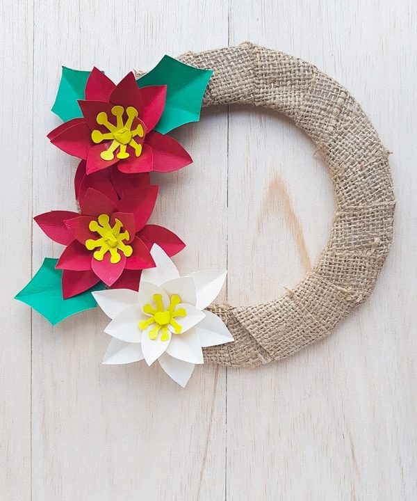 paper poinsettia wreath