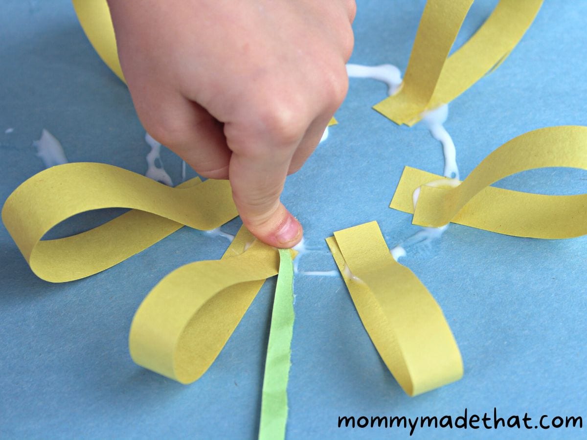 attaching petals to paper