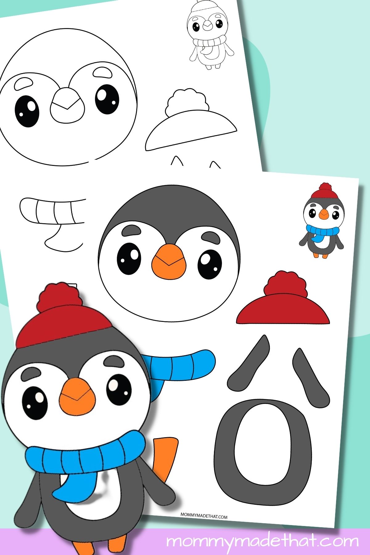 Printable cut and paste penguin craft.
