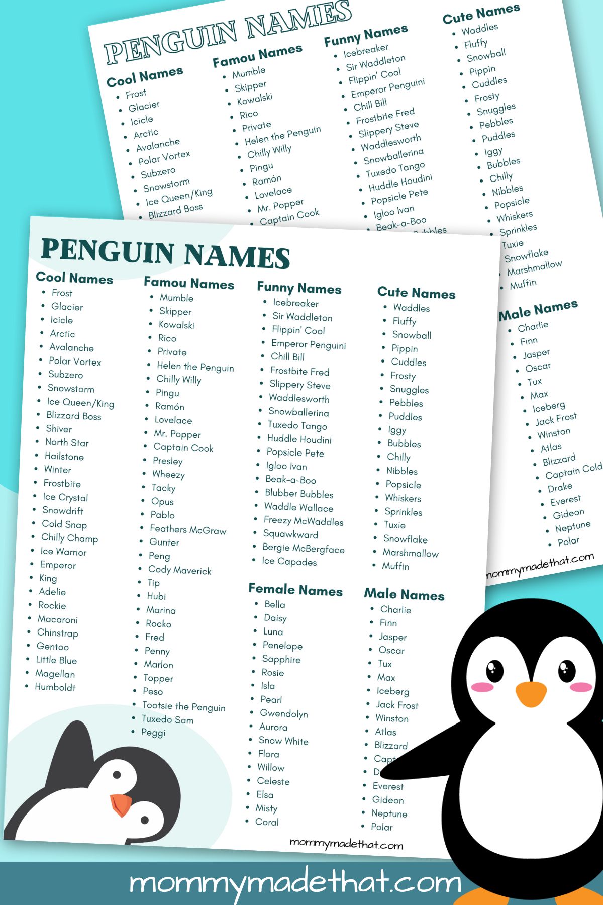 Penguin name printables.