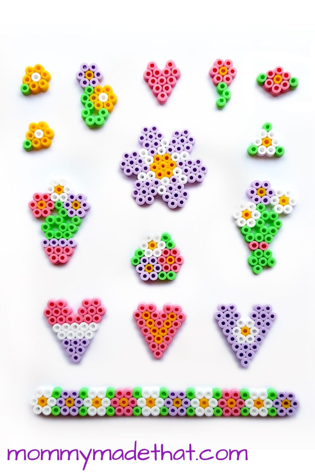 Flower Perler Bead Patterns with Bracelet (+Free Printable Template)