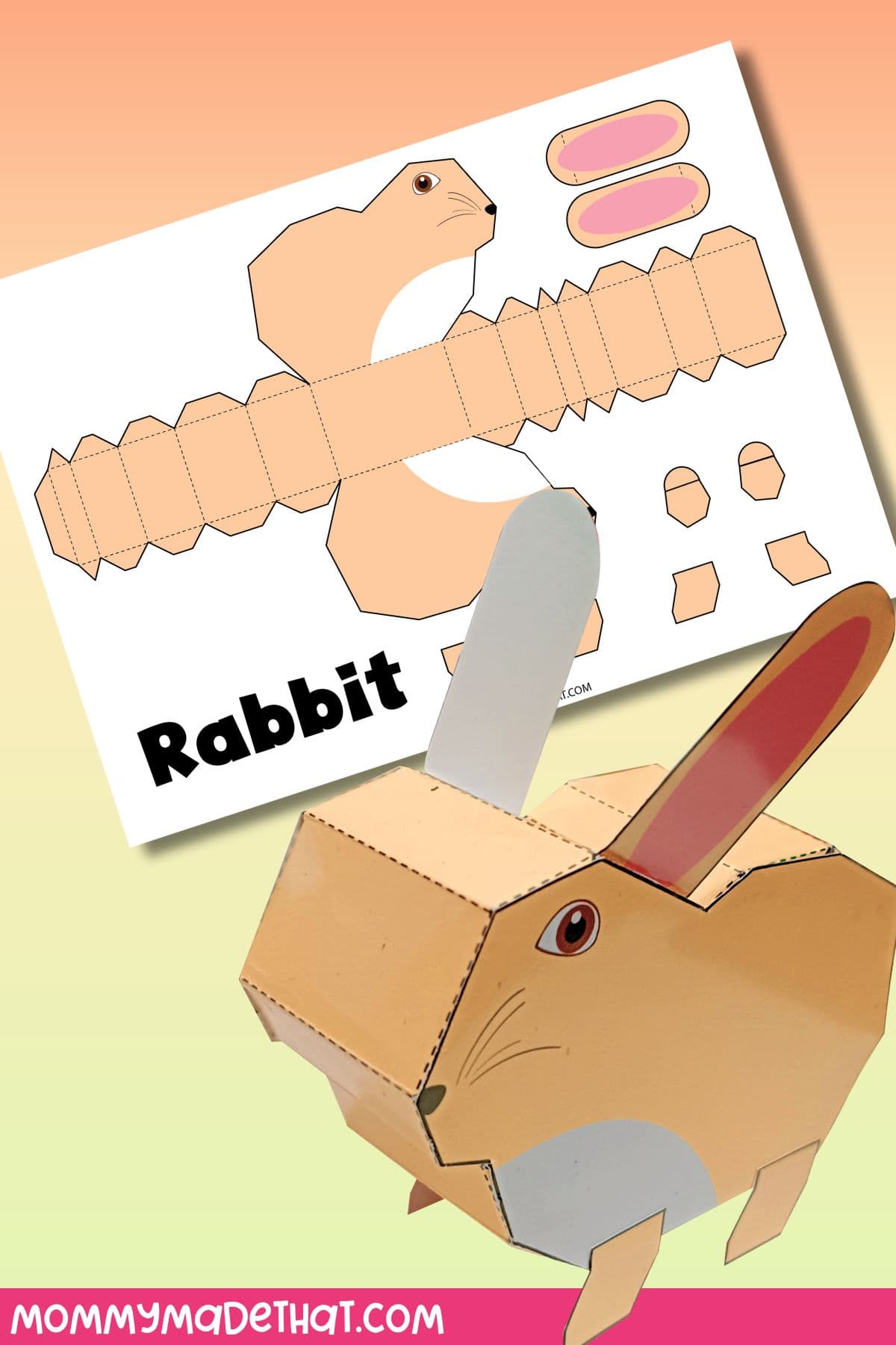 Printable 3D Bunny Craft Template