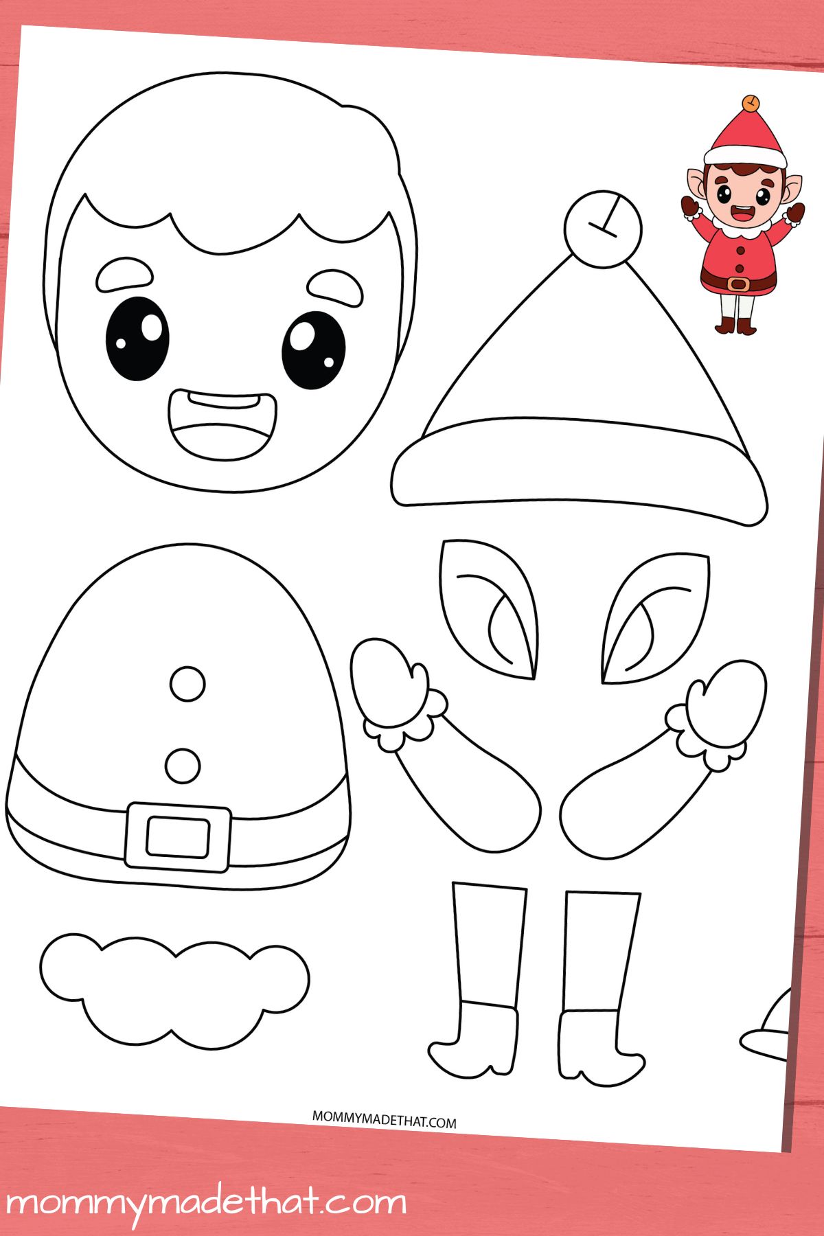 printable Christmas elf craft